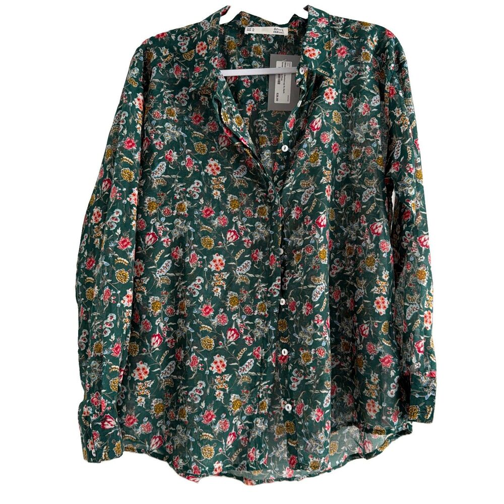 SFERA Casual Women's Sheer Floral Long sleeve Blouse Button Up Sz XL